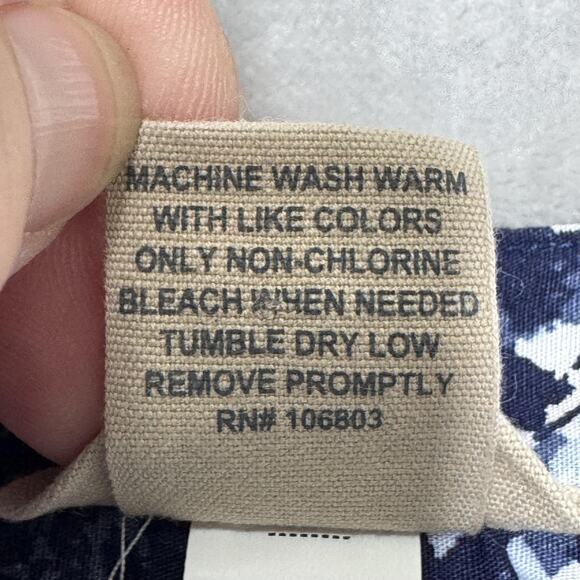 Duluth Trading Co Shirt Womens Small Blue White Floral Button Front Long Sleeve - Picture 8 of 12